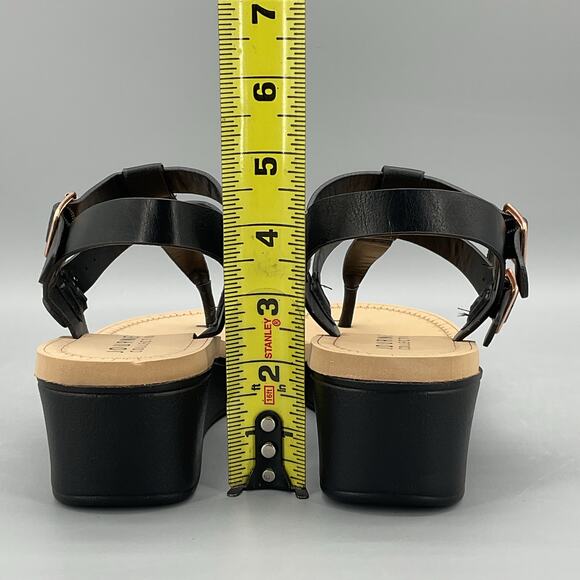New Journee Collection Women’s Bianca Wedge Sandals Black Size 7 - Picture 4 of 11